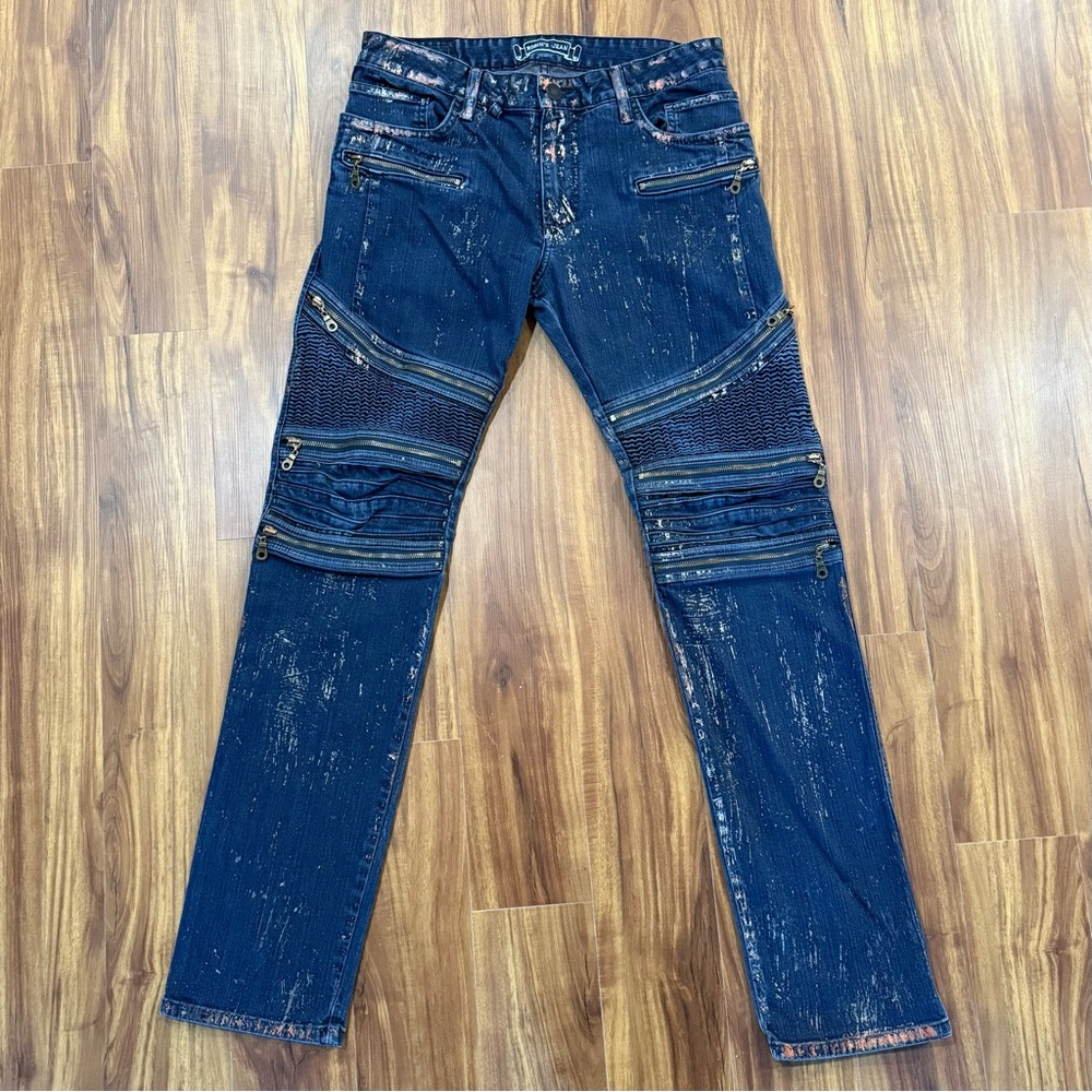 Men's Blue Robin’s Jeans -Distressed Paint